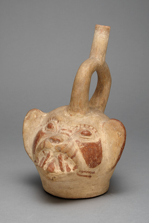 Stirrup Vessel in the Form of a Feline Head
