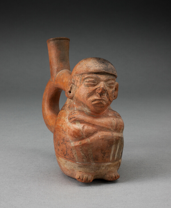 Miniature Handle Spout Vessel in Form of a Seated Man