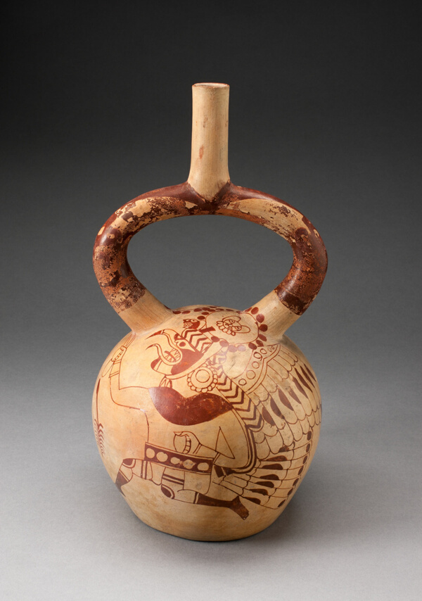 Stirrup Spout Vessel with Fineline Image of a Running Royal Messenger