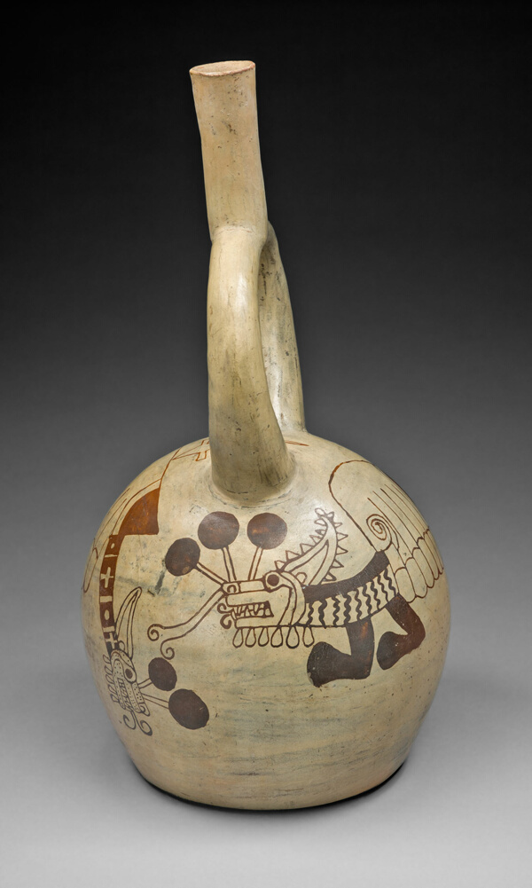 Stirrup Vessel Depicting a Supernatural Being within a Shell