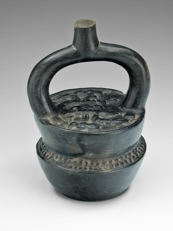 Stirrup Spout Vessel in Form of Stacked Bowls of Food