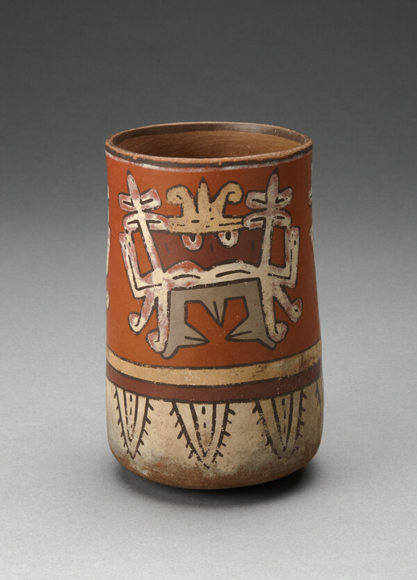 Beaker Depicting Highly Abstracted Face or Mask