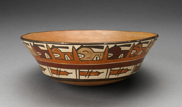 Open Bowl with Rows of Repeated Abstract Motifs