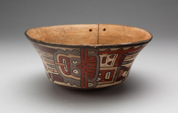 Small Flaring Bowl Depicting Costumed Ritual Performers [Cracked]