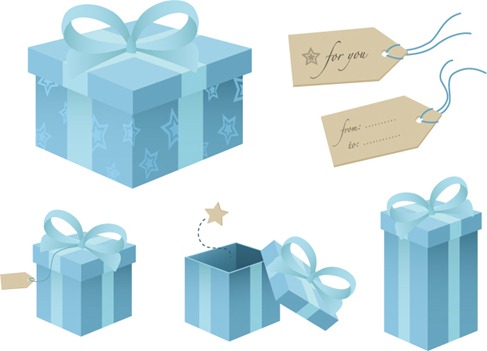 Blue gift box vector material (1)