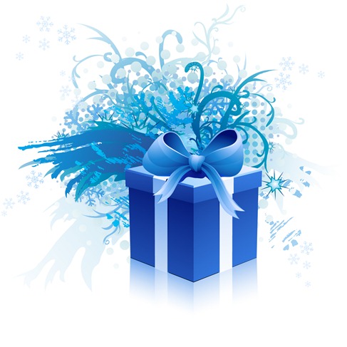 Blue gift box vector material (2)