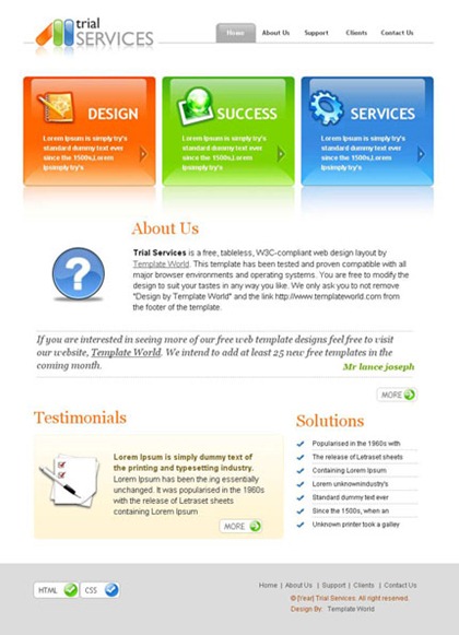 Free XHTML Website Template - Trial Services
