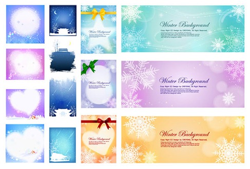 Several nice winter background vector material preview