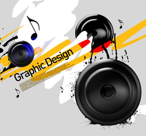 The trend of the ink background audio speakers PSD layered material