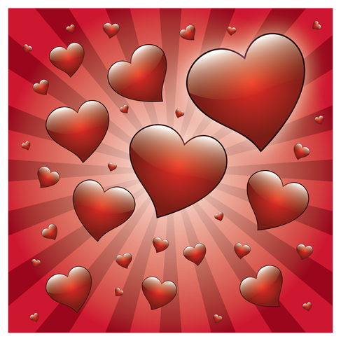 Free Valentine Heart with Rays Vector (2)