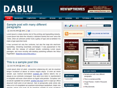 Free WordPress Theme - Dablu Preview