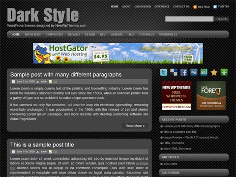 Free WordPress Theme - Dark Style Preview
