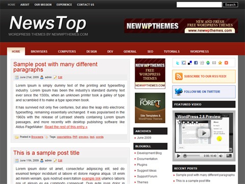 Free WordPress Theme - News Top Preview