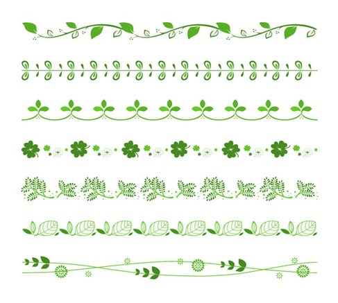Vector Set of Green Floral Border