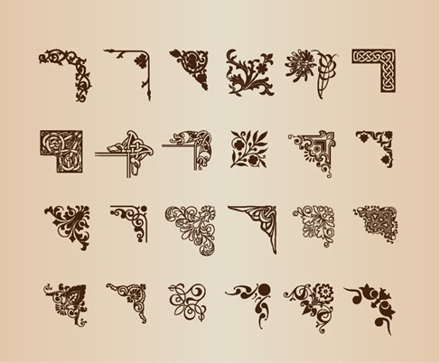 Vintage Decorative Corner Elements for Design