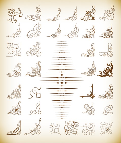 Ornamental Floral Pattern Vector Set
